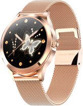 Bizoule® Smartwatch Dames Rosé Goud HD Full Touchscreen Dames Horloge Stappenteller Bloeddrukmeter Android en IOS