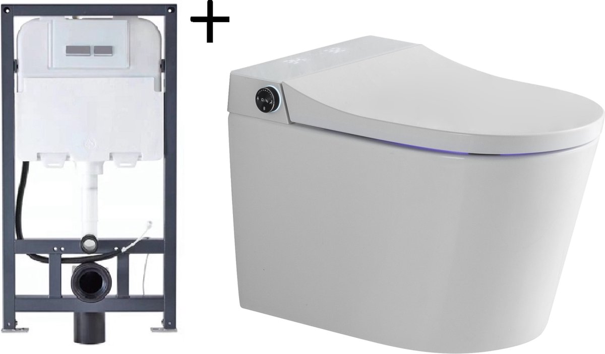 Mawialux hangend rimless toilet (bidet) + reservoir - softclose zitting - Glans wit - Oakland