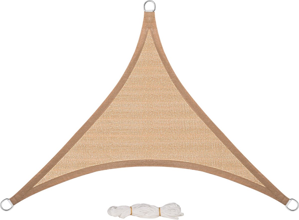 Kamyra® Schaduwdoek Driehoek - Zonnedoek - Zonnescherm Pergola - UV Beschermende HDPE Canvas - Bruin 5x5x7m