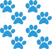 Hondenpootje / hondenpootjes - licht blauw - autostickers - 8 stuks – 4 cm x 5 cm – hondenpoot - hondensticker
