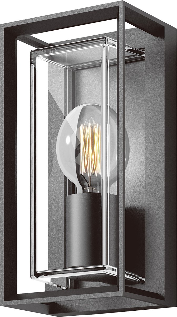 Arcchio - Wandlamp buiten - 1licht - drukgegoten aluminium, glas - H: 25.5 cm - E27 - donkergrijs