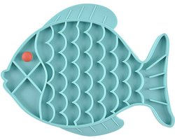 JU&MP Likmat - Voerpuzzel Kat - Slow Feeder - Anti Schrokbak - Vis - Blauw