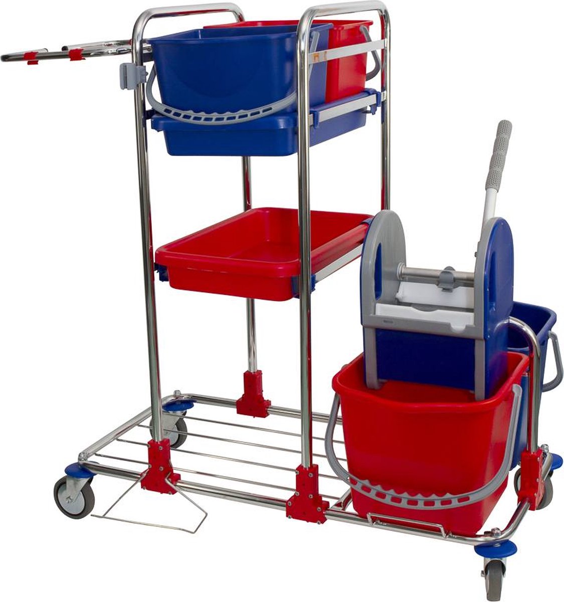 Goedkoopste Synx Tools Chrome schoonmaakwagen - Werkwagen - Mopset - schoonmaak - schoonmaaktrolley met wielen - dweilwagen - kantoor - hotel vloerwisser - systeemwagen