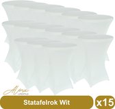 Statafelrok wit 80 cm - per 15 - partytafel - Alora tafelrok voor statafel - Statafelhoes - Bruiloft - Cocktailparty - Stretch Rok - Set van 15