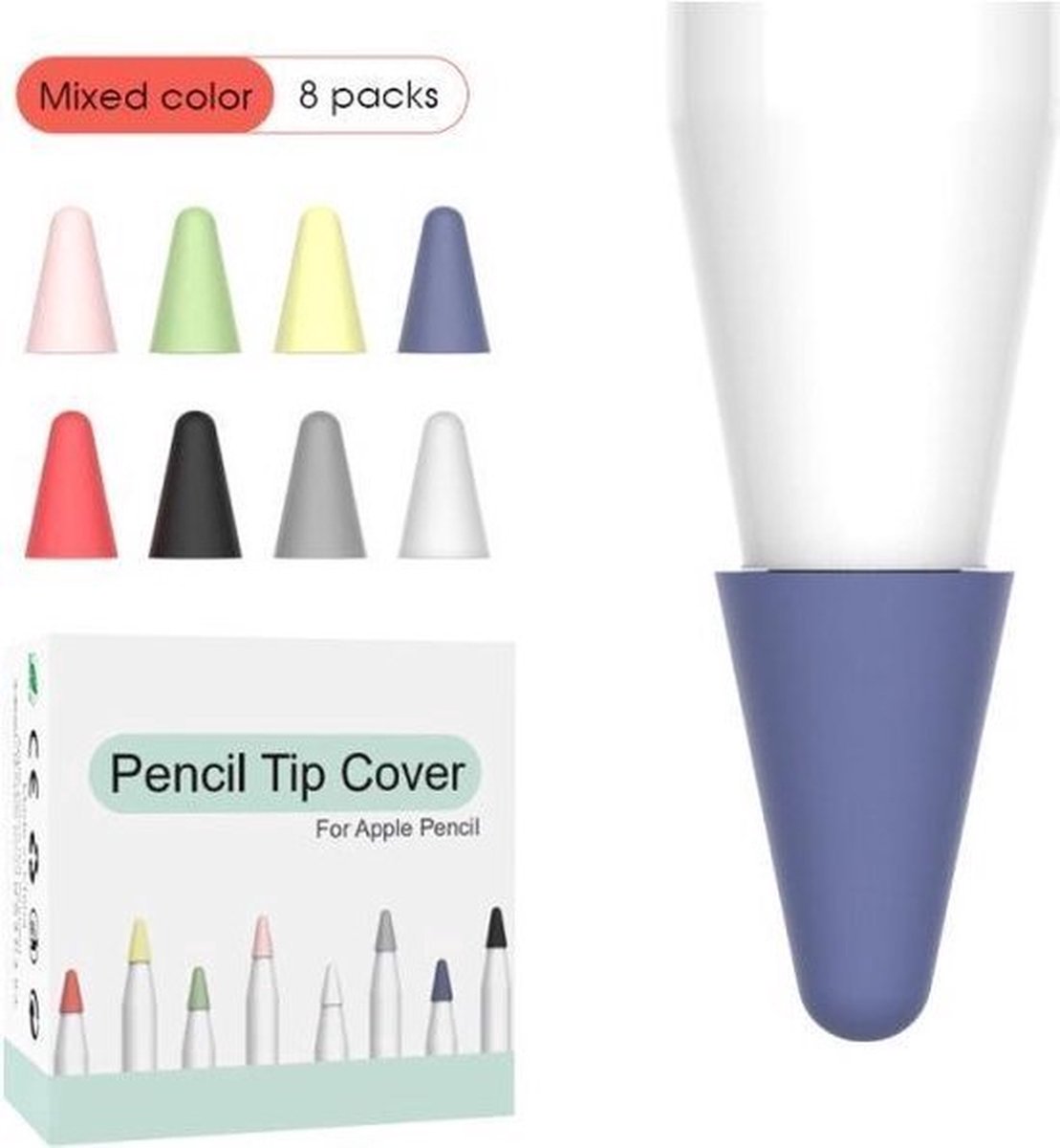 apple pencil tips – geschikt voor de apple pencil 1 en apple pencil 2 – 8 stuks – kleuren mix