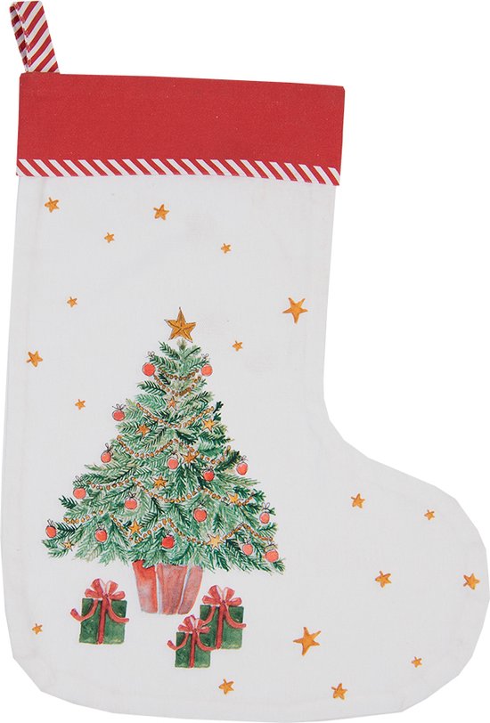 Gastheer van Oneerlijkheid knal Clayre & Eef Kerstsok Decoratie Kerstsok 30x40 cm Wit Rood Katoen Kerstboom  Kerstsok... | bol.com
