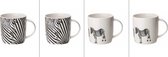 Cosy&Trendy tasse/sac/mug avec oreille - ANIMAL LEOPARD - set de 4 pièces