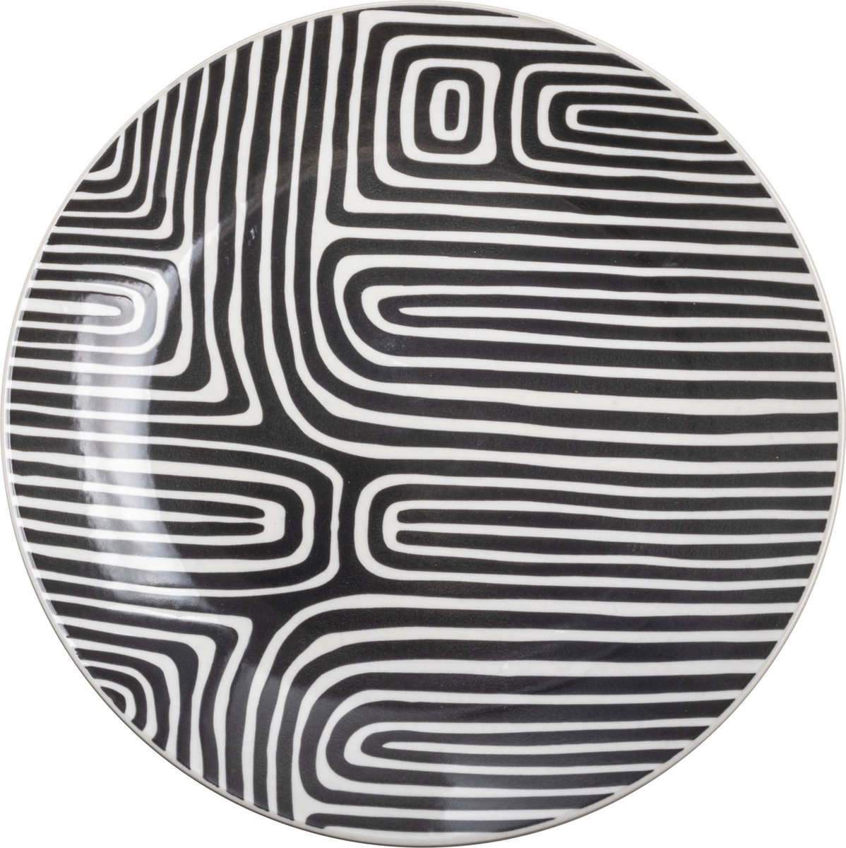Gusta Table Tales Bord Zwart Wit Maze ø26,5 cm