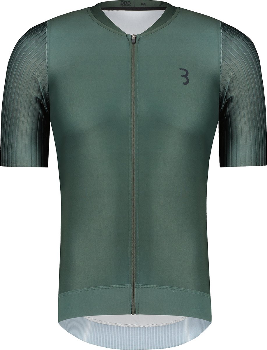 BBB Cycling Fietsshirt Heren Korte Mouw AeroTech - Wielershirt Heren Korte Mouw - Aerodynamisch Wielrenshirt Heren - Olijf Groen - Maat L - BBW-406