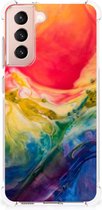 Shockproof Case Geschikt voor Samsung Galaxy S21 FE Telefoonhoesje Valbescherming met transparante rand Watercolor Dark
