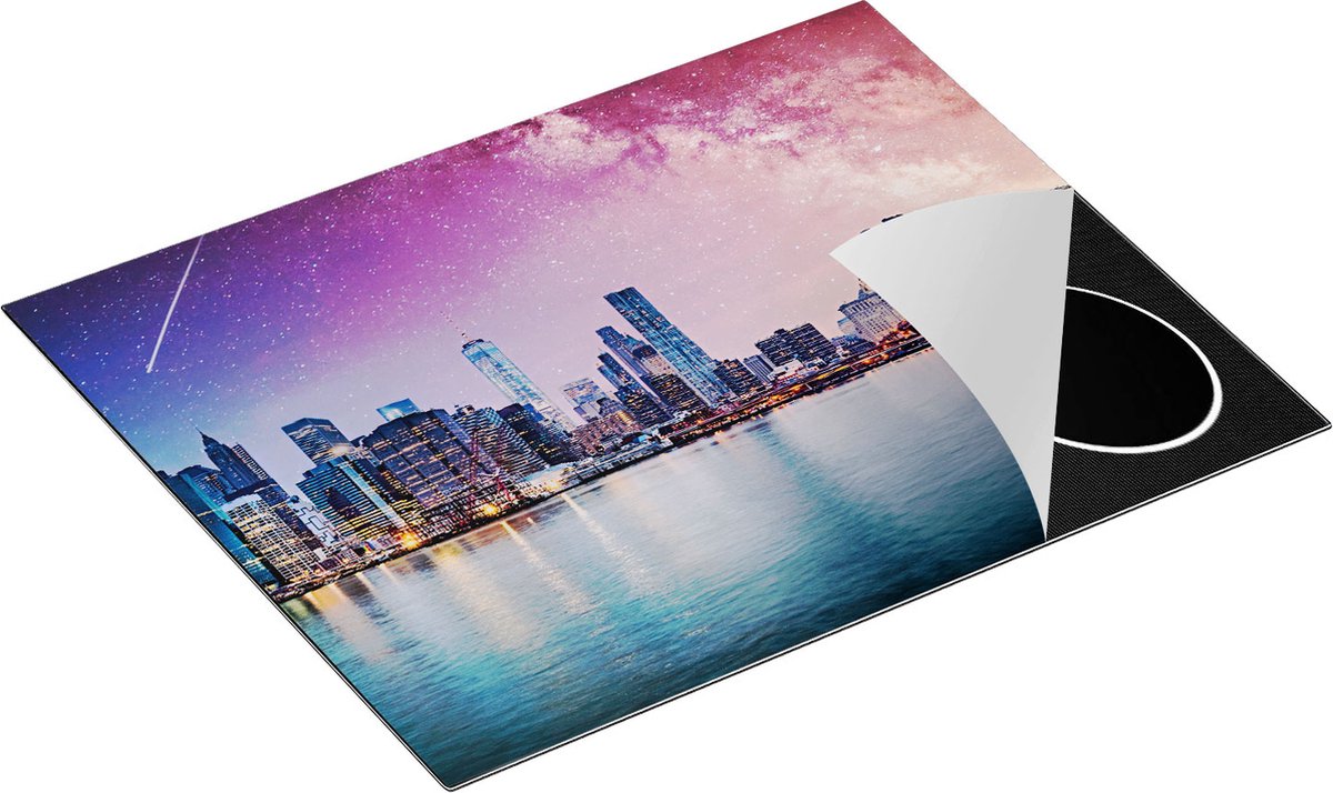 Chefcare Inductie Beschermer New York Skyline met een Kleurrijke Hemel - 65x55 cm - Afdekplaat Inductie - Kookplaat Beschermer - Inductie Mat