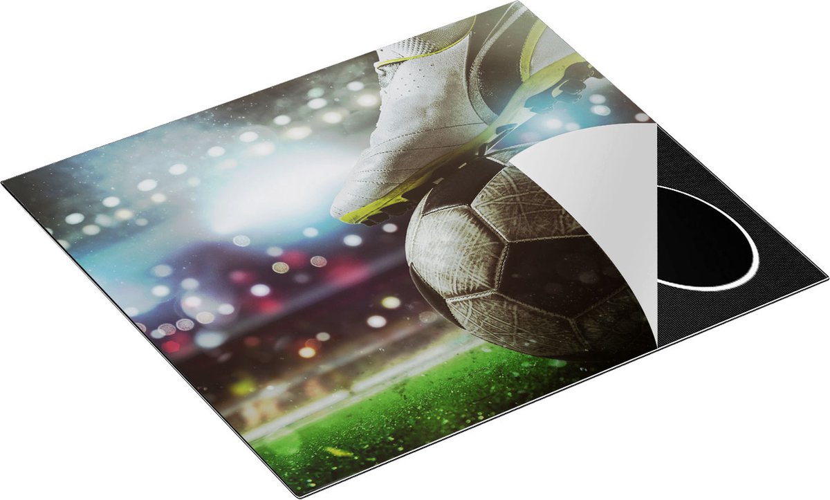 Chefcare Inductie Beschermer Voetbal Aftrap met de Bal in het Stadion - 57,6x51,6 cm - Afdekplaat Inductie - Kookplaat Beschermer - Inductie Mat