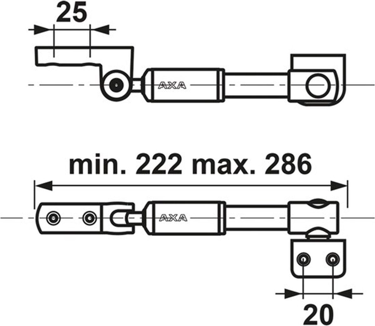 Axa Telescopische raamuitzetter 20IN binnendraaiend RVS zwart 2816-00-81