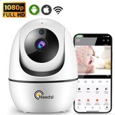Needs!® Full HD Wifi Babyfoon met Camera WS-Q100 PRO - En App - Camera Beveiliging – Wifi Camera – Geluid en Bewegingsdetectie - Automatisch Volgen - 1080p – Babyfoon – 2.4GHZ – Wit