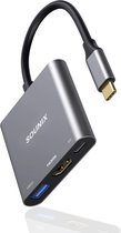 Sounix USB-C naar HDMI - 4K@30Hz HDMI - USB C Hub - USB 3.0 (5Gbps) - USB-C Opladen (tot 60W) - 3in1 Adapter - Aluminium
