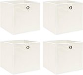 Bol.com vidaXL - Opbergboxen - 4 - st - 32x32x32 - cm - stof - wit aanbieding