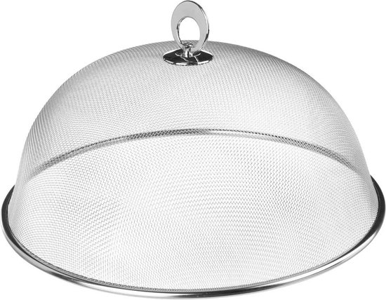 Secret de Gourmet Vliegenkap/voedselkap - Set van 2x stuks - RVS - rond - D30 cm - Eten/voedsel beschermen tegen ongedierte - Afdekkappen — afbeelding 2