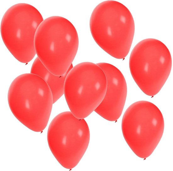 Bellatio Decorations ballonnen - 30x stuks - rood - 27 cm - helium of lucht - verjaardag / versiering