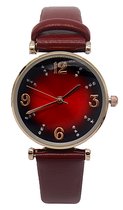 Horloge - Kast 27 mm - Band Kunstleer - Rood
