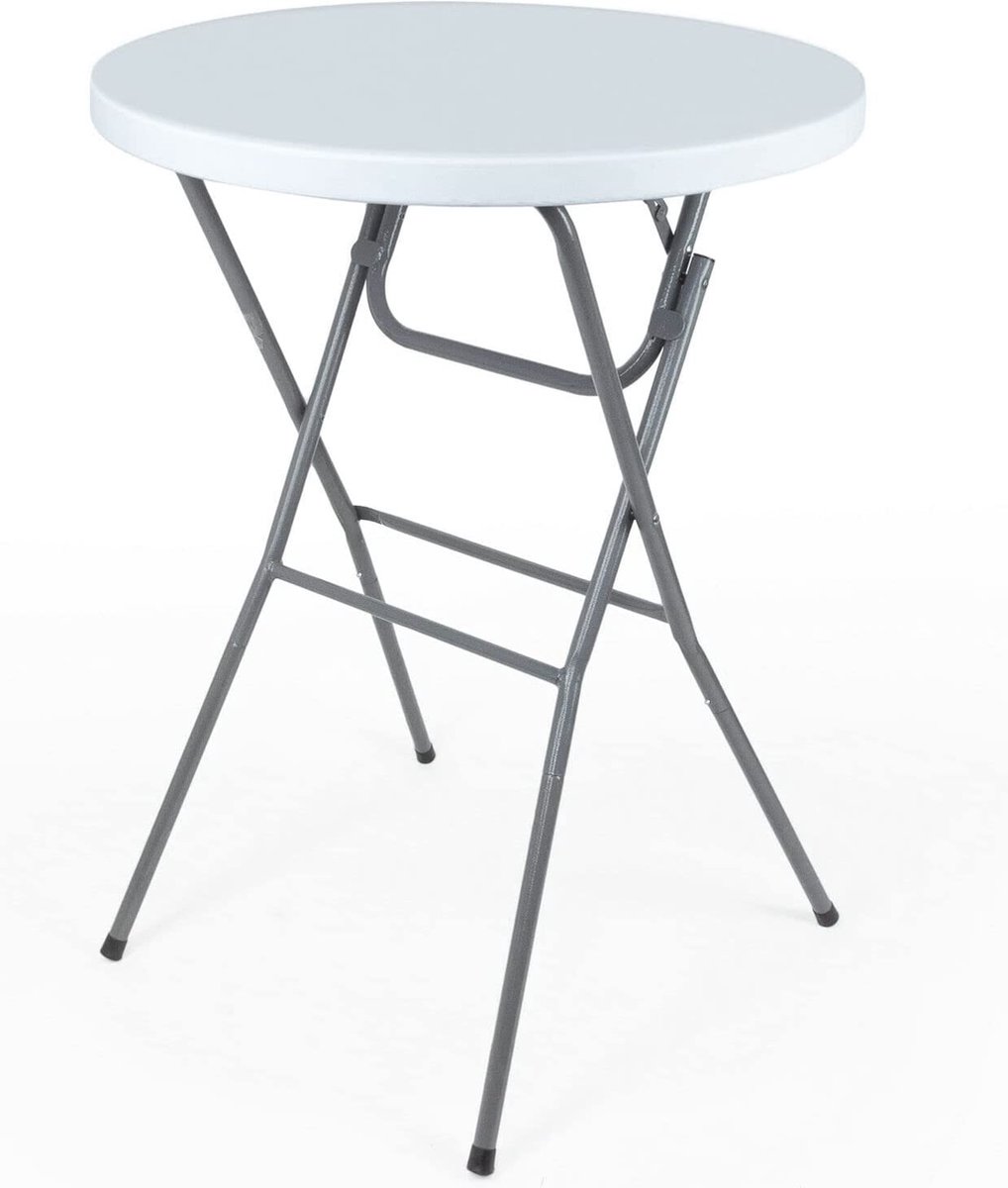 CGPN - TTafel Ø 80 x 110 cm wit - opvouwbare bistrotafel van HDPE kunststof - waterafstotend, robuust, licht, met draagbeugel