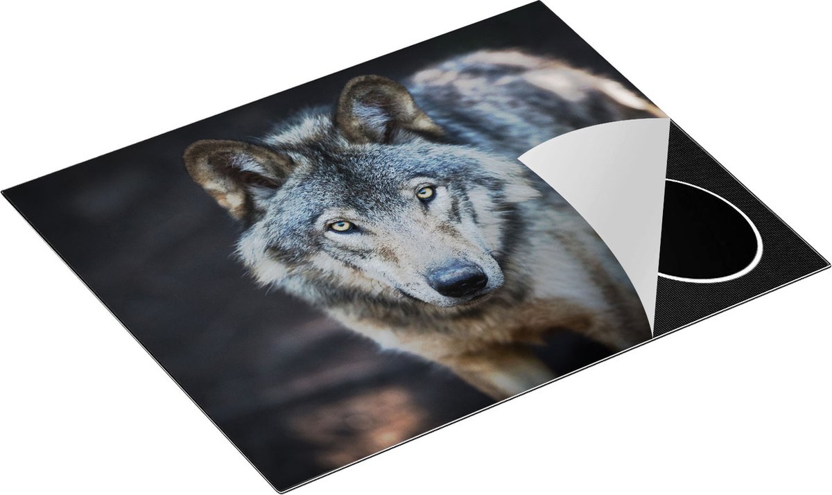 Chefcare Inductie Beschermer Wolvenkop - Grijze Wolf - 65x52 cm - Afdekplaat Inductie - Kookplaat Beschermer - Inductie Mat