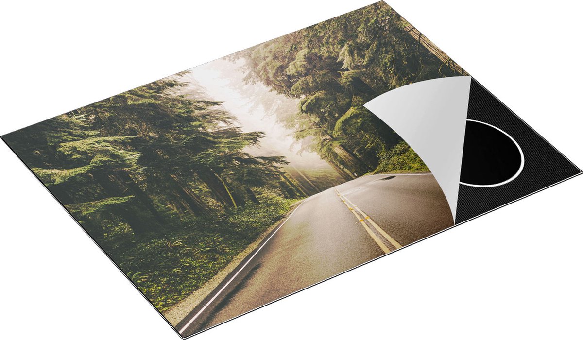 Chefcare Inductie Beschermer Highway in Californië Omring met Bos - 70x52 cm - Afdekplaat Inductie - Kookplaat Beschermer - Inductie Mat