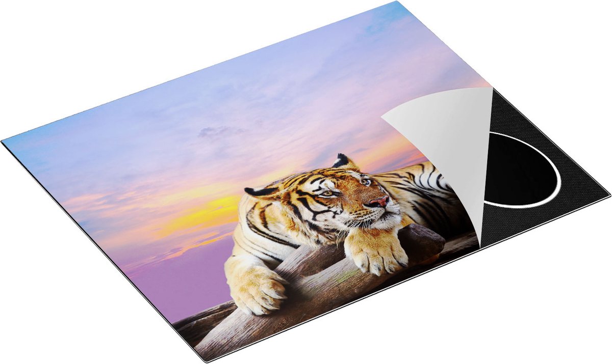 Chefcare Inductie Beschermer Tijger tijdens Zonsondergang - 65x50 cm - Afdekplaat Inductie - Kookplaat Beschermer - Inductie Mat