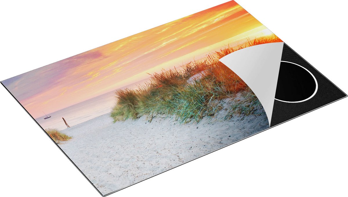 Chefcare Inductie Beschermer Strand en Duinen bij Zonsondergang - 75x55 cm - Afdekplaat Inductie - Kookplaat Beschermer - Inductie Mat
