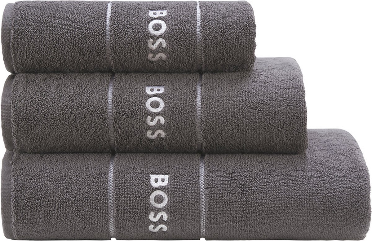 Hugo Boss badlaken - Plain - Graphite - 100x150 cm