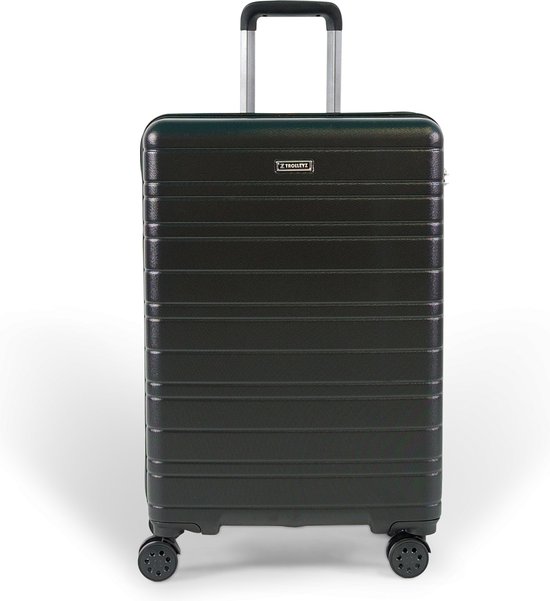 ©TROLLEYZ – Amsterdam No.9 – Reiskoffer 69cm met TSA slot – Dubbele wielen – 360° spinners – 100% ABS – Reiskoffer in Night Black