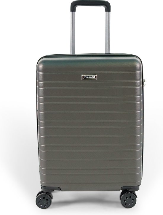 ©TROLLEYZ – Amsterdam No.9 – Trolley – 55cm met TSA slot – Dubbele wielen – 360° spinners – 100% ABS – Handbagage koffer in Cloudy Grey