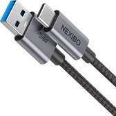 Nexibo USB C Kabel 3A - USB C naar USB A - USB 3.0 - Snellader - Oplader - Oplaadkabel - Geschikt voor Samsung en Meer - Gevlochten Nylon - 2 Meter