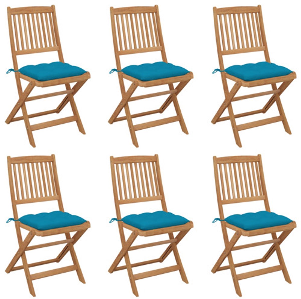 vidaXL - Tuinstoelen - 6 - st - inklapbaar - met - kussens - massief - acaciahout