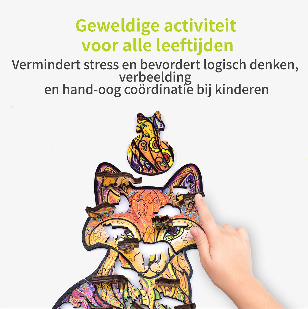 ACROPAQ Houten puzzel vos – 200 stukjes – A3 formaat (420 x 297 mm) – Houten legpuzzel dieren voor kinderen en volwassenen — cadeau in Spellen & Speelgoed - foto 3