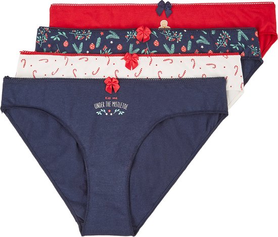 Happy Shorts Kerst Slips Dames 4-Pack D683 - Maat 40 - Onderbroek