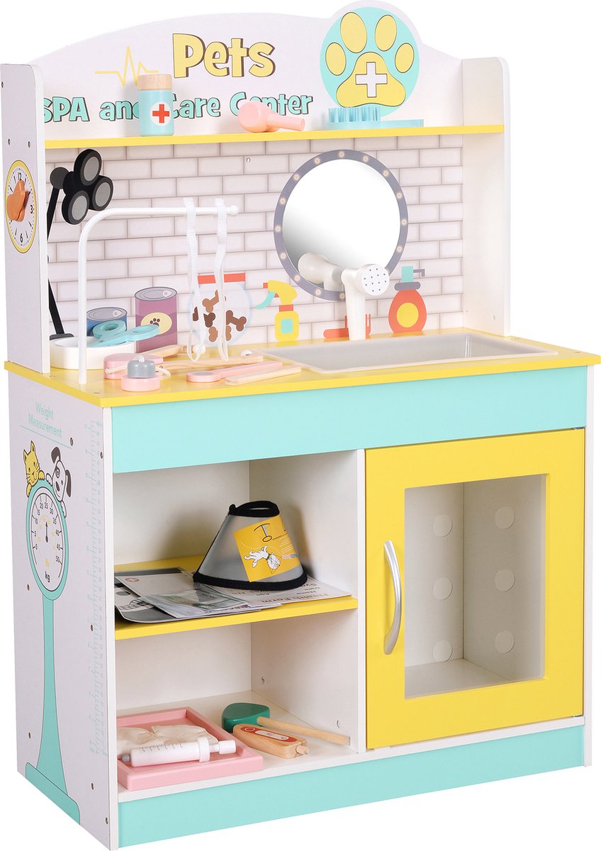 Teamson Kids Dier Poetsen Speelset - Kinderspeelgoed - Rollenspel Speelgoed - Groen/Geel