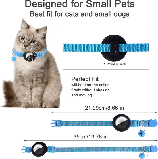 Collier Chat Airtag Réfléchissant Bleu