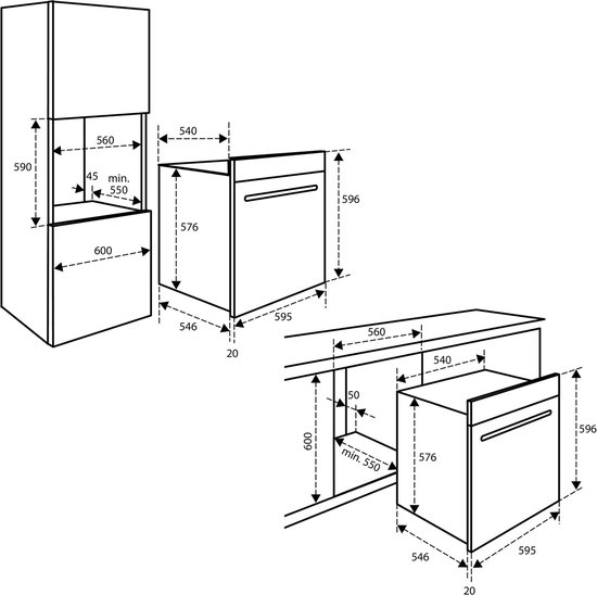 Inventum IMC6035BT - Inbouw combi-oven - Hetelucht - Magnetron - Grill - 72 liter - 60 cm hoog - Tot 250°C - Zwart