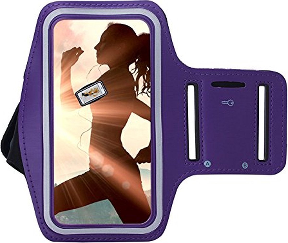 MoDo Hoesje Geschikt voor iPhone X - Hoesje iPhone Xs -Sportband Hoesje - Sport Armband Case Hardloopband Paars