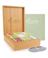Blended Lifestyle Theedoos 9 vaks - Inclusief 2 lekplaatjes - Geschikt voor theezakjes en losse thee - Bamboe - Cadeauset