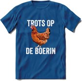 T-Shirt Knaller T-Shirt|Trots op de boerin / Boerenprotest / Steun de boer|Heren / Dames Kleding shirt Kip|Kleur Blauw|Maat L