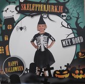 Halloween - Verkleedjurk - Skelettenjurk Kind met Hoed - 5-7 jaar