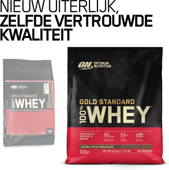 Optimum Nutrition Gold Standard 100% Whey Protein - Double Rich Chocolate - Proteine Poeder - Eiwitshake - 4530 gram (146 servings)
