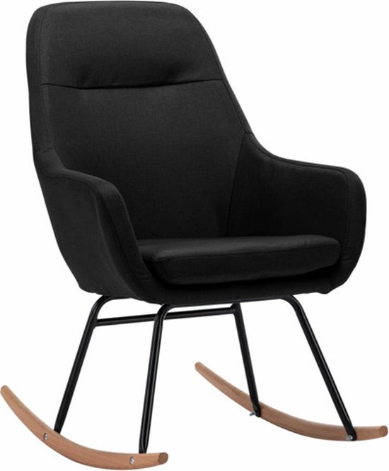 vidaXL Fauteuil à bascule en tissu Zwart - Fauteuil à bascule Comfort et élégant - Fauteuil de salon - Meubles en Tissus noir - Fauteuil inclinable - Meubles d'intérieur - Fauteuil de salon