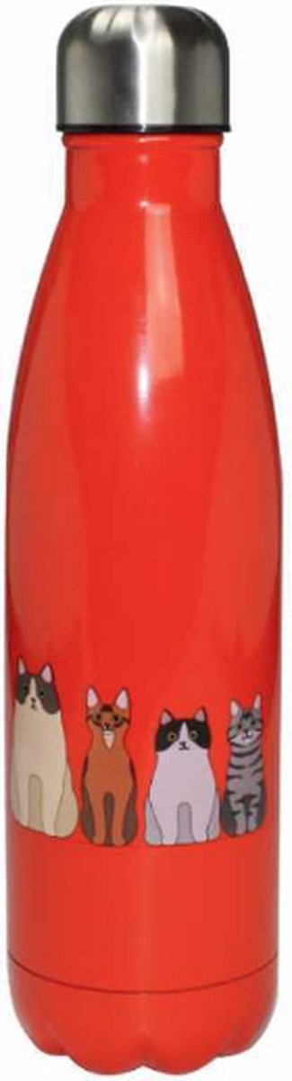 RVS thermosfles - oranje - katten - kat - 500 ml - waterfles - drinkfles - sport