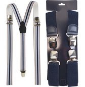 Safekeepers bretels heren - Bretels - bretels heren volwassenen -  bretellen voor mannen - bretels heren met brede clip 2 stuks: blauw en grijs met blauw streepje