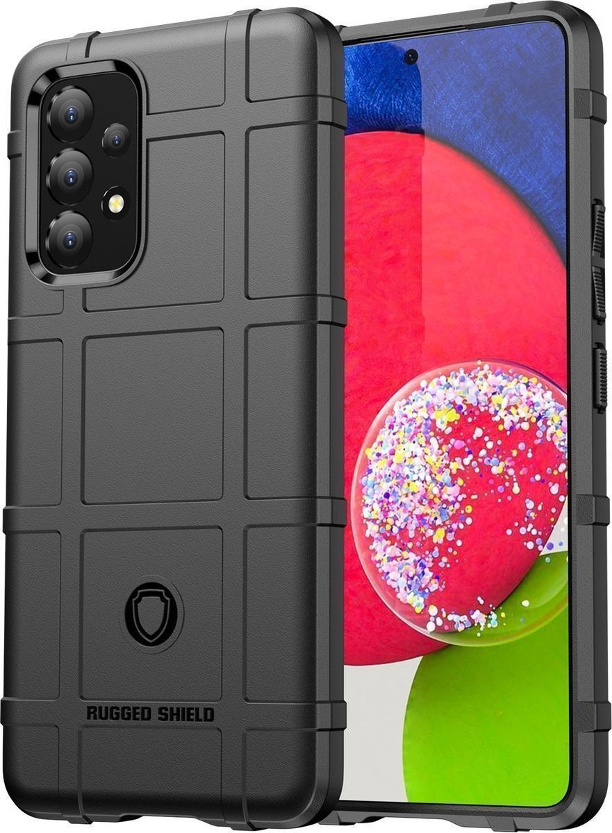 Mobigear Hoesje geschikt voor Samsung Galaxy A53 Telefoonhoesje Flexibel TPU | Mobigear Rugged Shield Backcover Shockproof | Schokbestendig Galaxy A53 Telefoonhoesje | Anti Shock Proof - Zwart