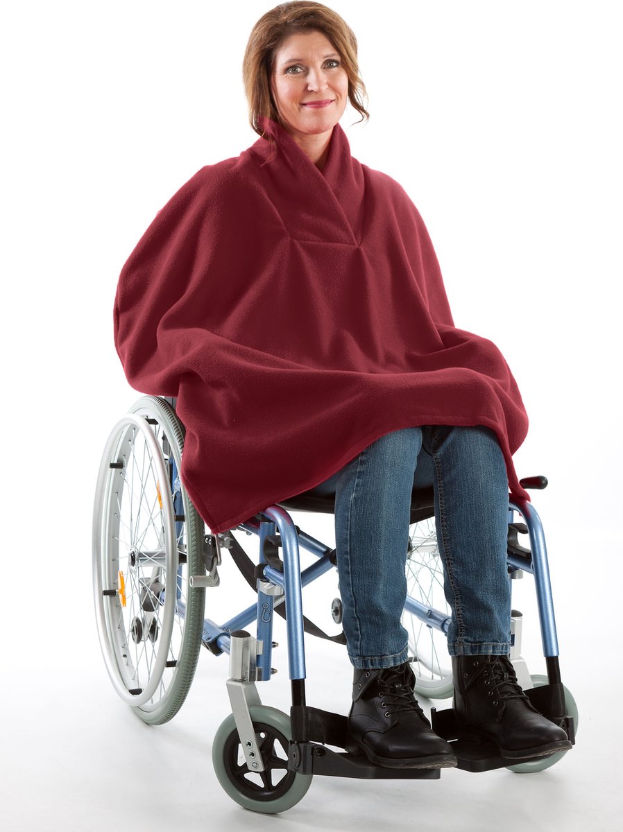 Goedkoopste Zomer rolstoelcape | Rolstoelcape Dames | Rolstoel zomer poncho | 4Care | Donkerrood