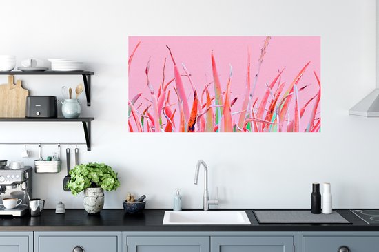 Muurstickers - Sticker Folie - Zomer - Planten - Pastel - 120x60 cm - Plakfolie - Muurstickers Kinderkamer - Zelfklevend Behang - Zelfklevend behangpapier - Stickerfolie