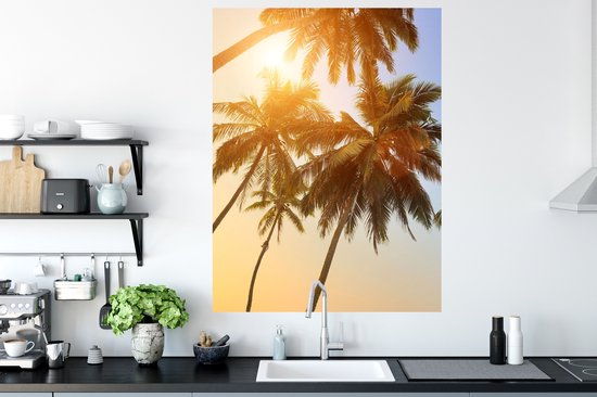 Stickers muraux - Palmier - Soleil - Été - Tropical - 90x120 cm - Film adhésif